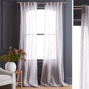 NWT QUINCE Set Of 4 48x96 European Linen Sheer Curtains Cloud 4844